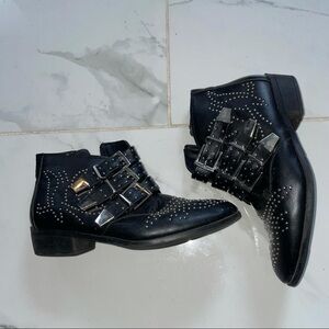 Truffle Collection Black studded biker boots